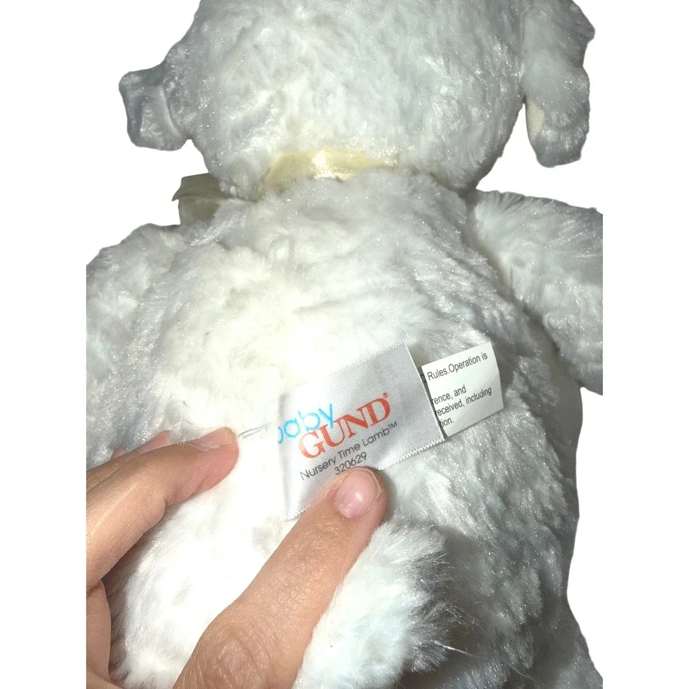 Gund Lamb Plush White Sheep Stuffed Animal w Baby Lamb Rattle 10